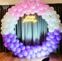 party artists Simple pink white and purple ring balloon decorations
